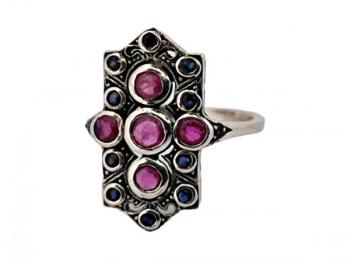 STŘÍBRNÝ PRSTEN ”BUBLINKOVÝ” S RUBÍNY A SAFÍRY STŘÍBRNÝ PRSTEN ”BUBLINKOVÝ” S RUBÍNY A SAFÍRY