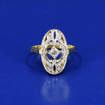 Zlatý prsten s diamantem ve stylu art deco