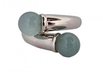 Stříbrný extravagantní prsten s akvamaríny Stříbrný extravagantní prsten s akvamaríny