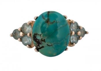 Stříbrný prsten s tyrkysem a topazy Stříbrný prsten s tyrkysem a topazy