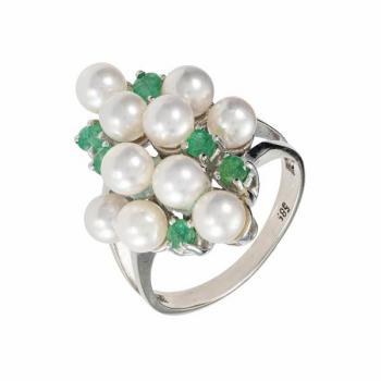 Zlatý prsten s přírodními diamanty a perlami Akoya Zlatý prsten s přírodními diamanty a perlami Akoya