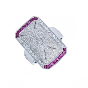 Luxusní diamantový prsten 0,90 ct s rubíny 0,60 ct Luxusní diamantový prsten 0,90 ct s rubíny 0,60 ct