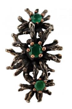 STŘÍBRNÝ KVĚTINOVÝ PRSTEN SE SMARAGDY STŘÍBRNÝ KVĚTINOVÝ PRSTEN SE SMARAGDY