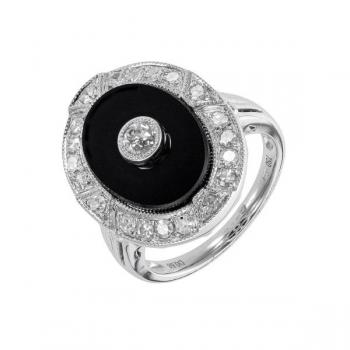 Zlatý prsten s onyxem a diamanty 0,58 ct Zlatý prsten s onyxem a diamanty 0,58 ct