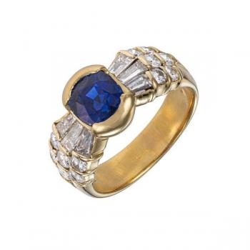 Prsten s přírodními diamanty 1,14 ct a safírem 3ct Prsten s přírodními diamanty 1,14 ct a safírem 3ct
