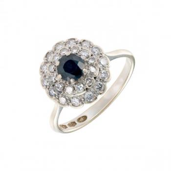 Zlatý prsten s přírodním safírem a diamanty Zlatý prsten s přírodním safírem a diamanty