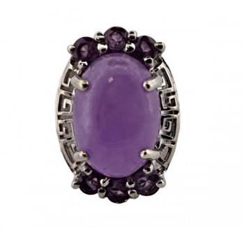 Stříbrný prsten s levandulovým jadeitem a ametysty Stříbrný prsten s levandulovým jadeitem a ametysty